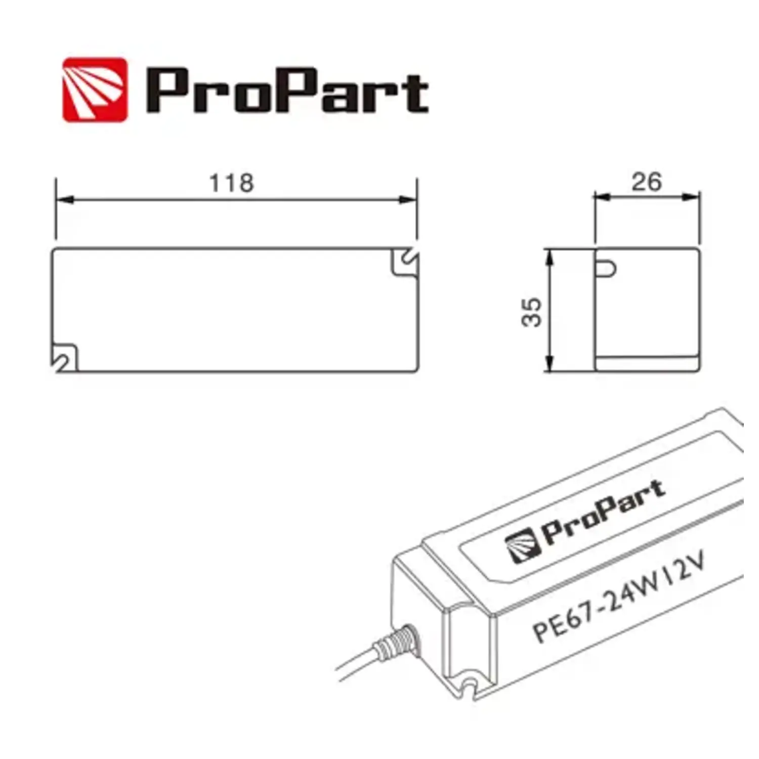 immagine alimentatore plastica 230v uscita 12volt 24 watt 2a ip67