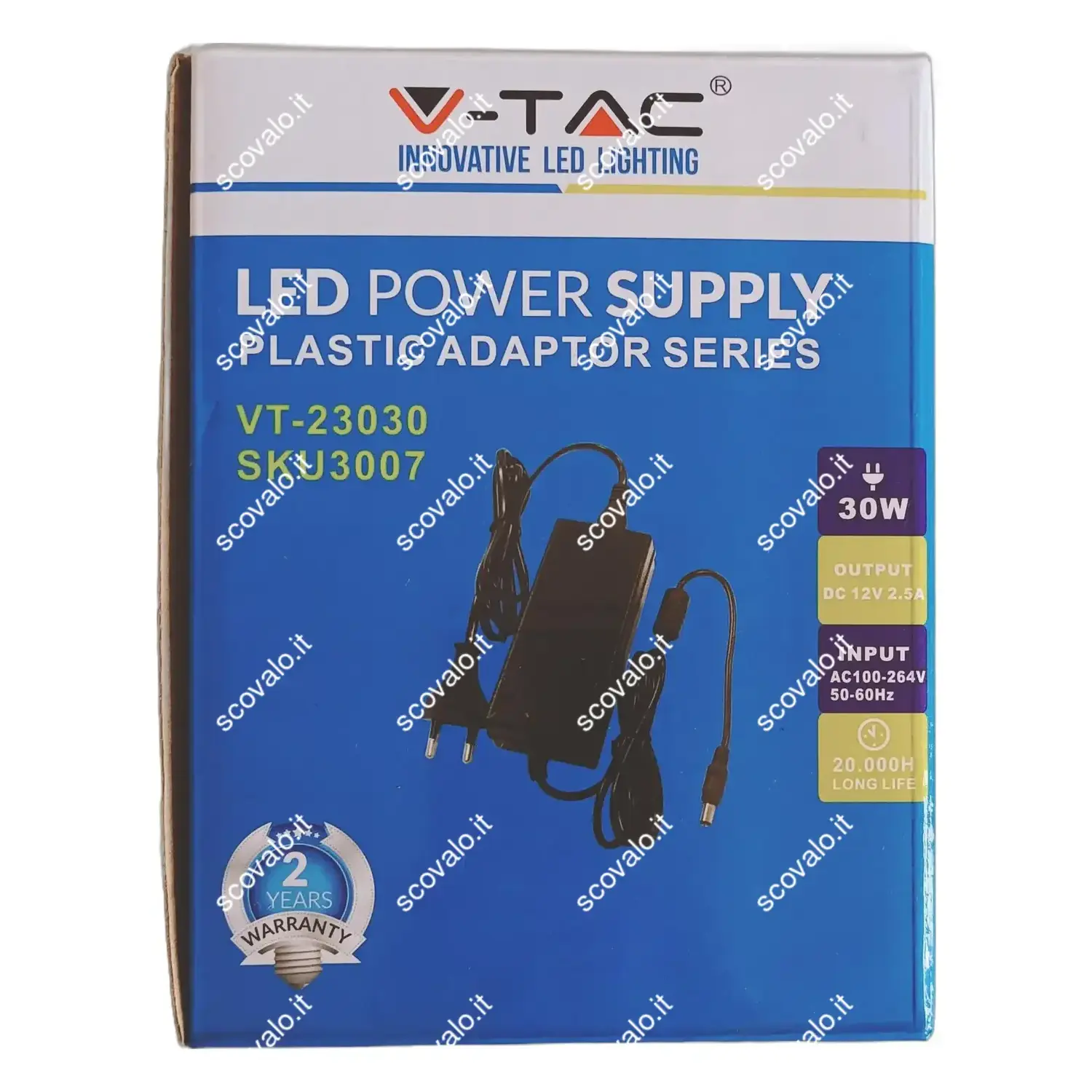 immagine alimentatore in plastica striscia luci led 2.5A 30 watt nero 12 volt