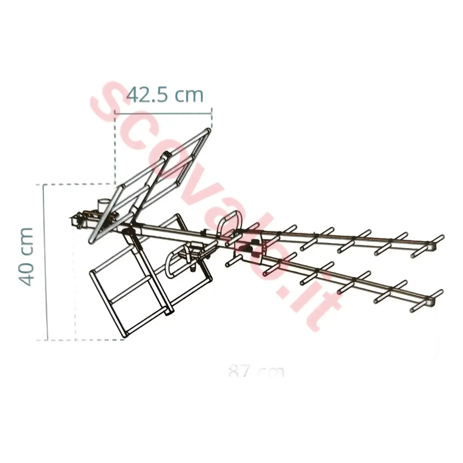 immagine antenna digitale terrestre uhf 16 elementi filtro 5g UHD 4K alluminio