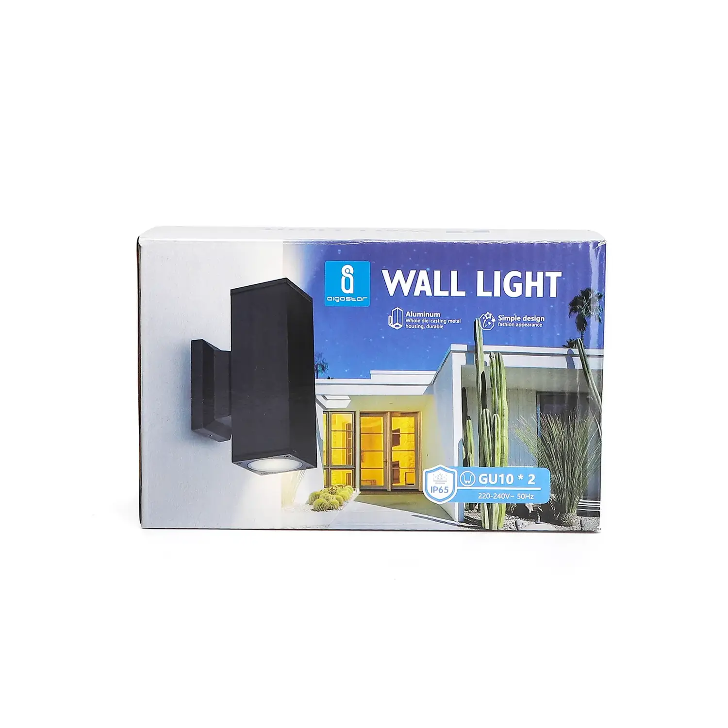 immagine applique doppio fascio luminoso in metallo 230v gu10 nero 2 luci ip65