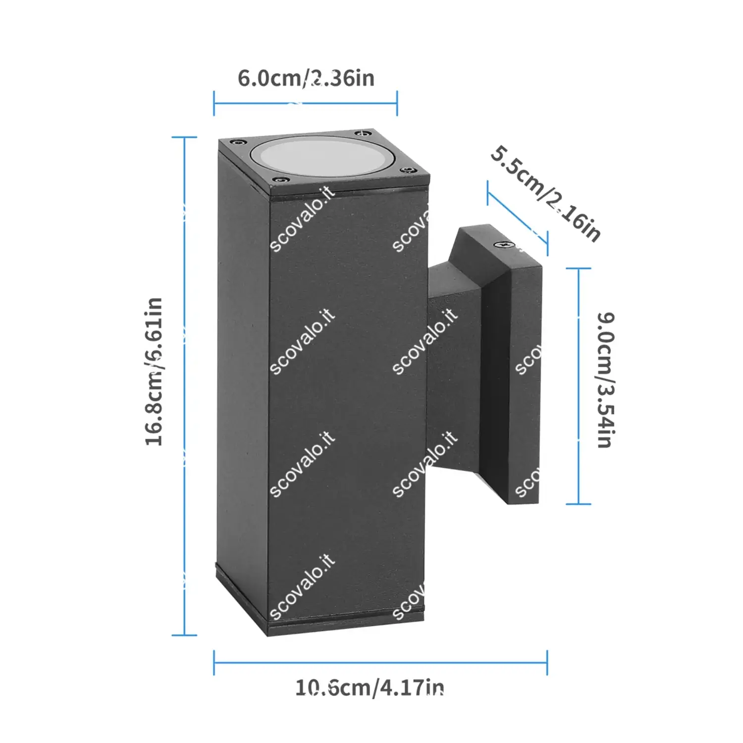 immagine applique doppio fascio luminoso in metallo 230v gu10 nero 2 luci ip65