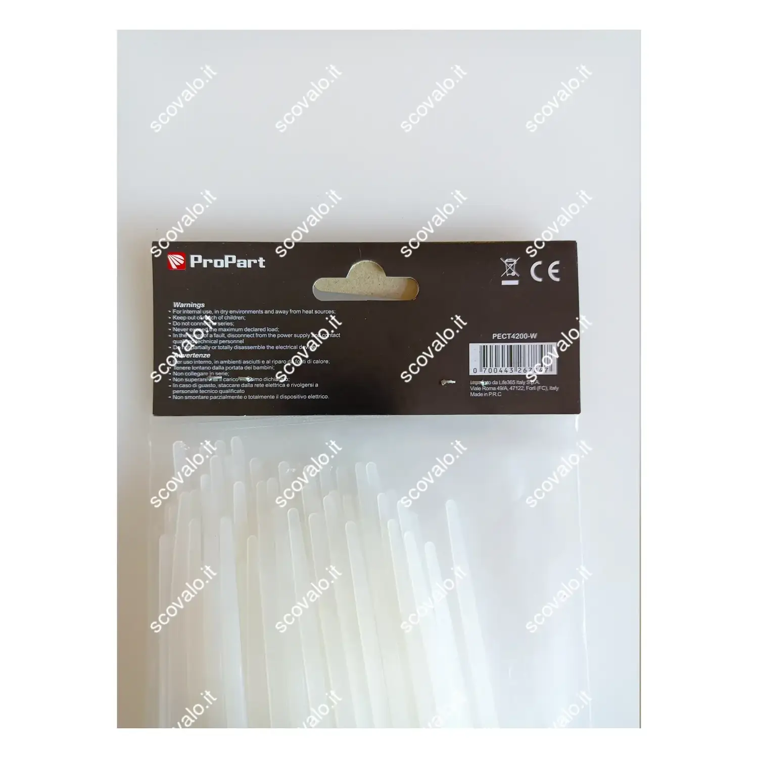 immagine fascette in nylon stringicavi a stringere 200x4,8mm bianco 100 pezzi