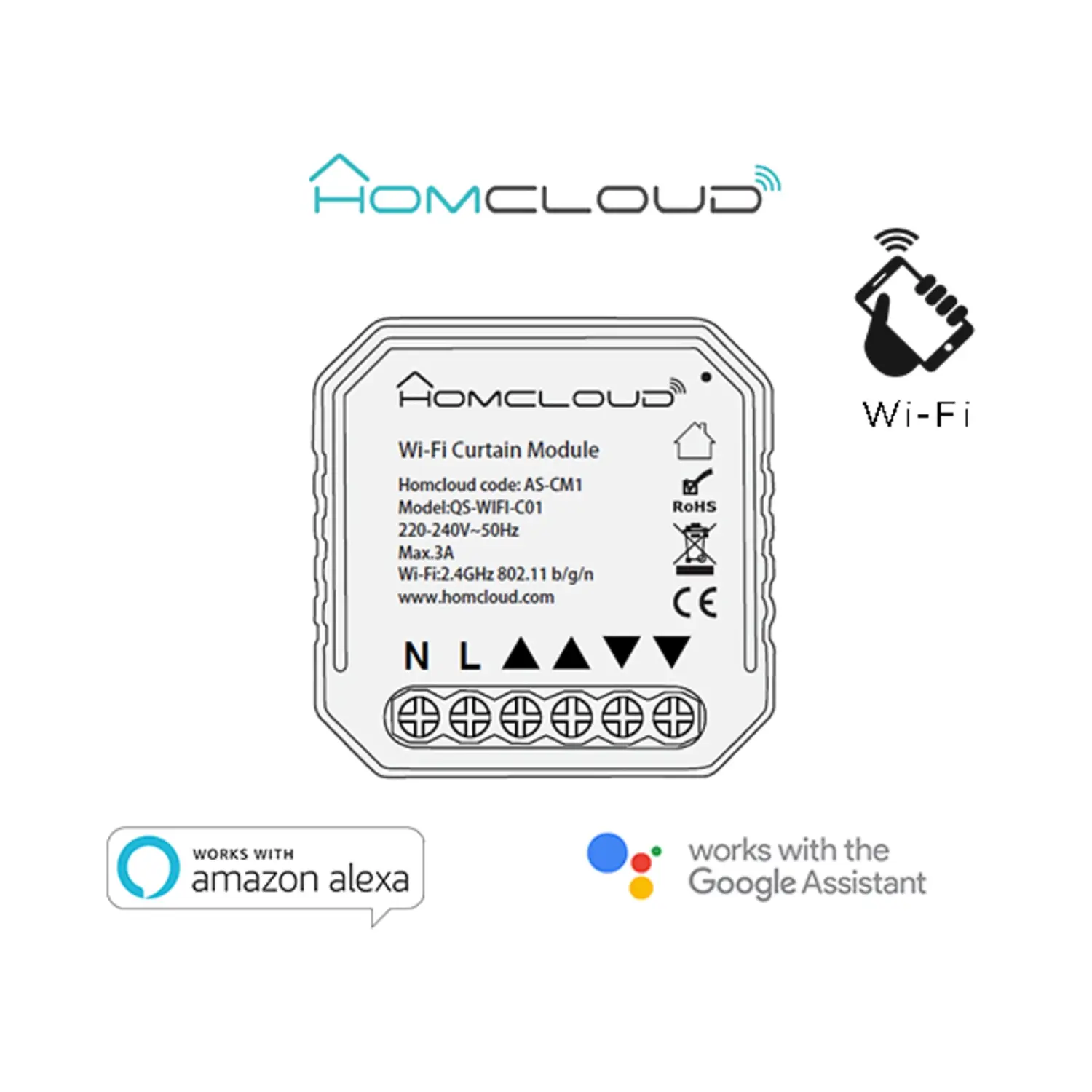 immagine del prodotto homcloud modulo smart tapparelle intelligente wifi da 503 app alexa google