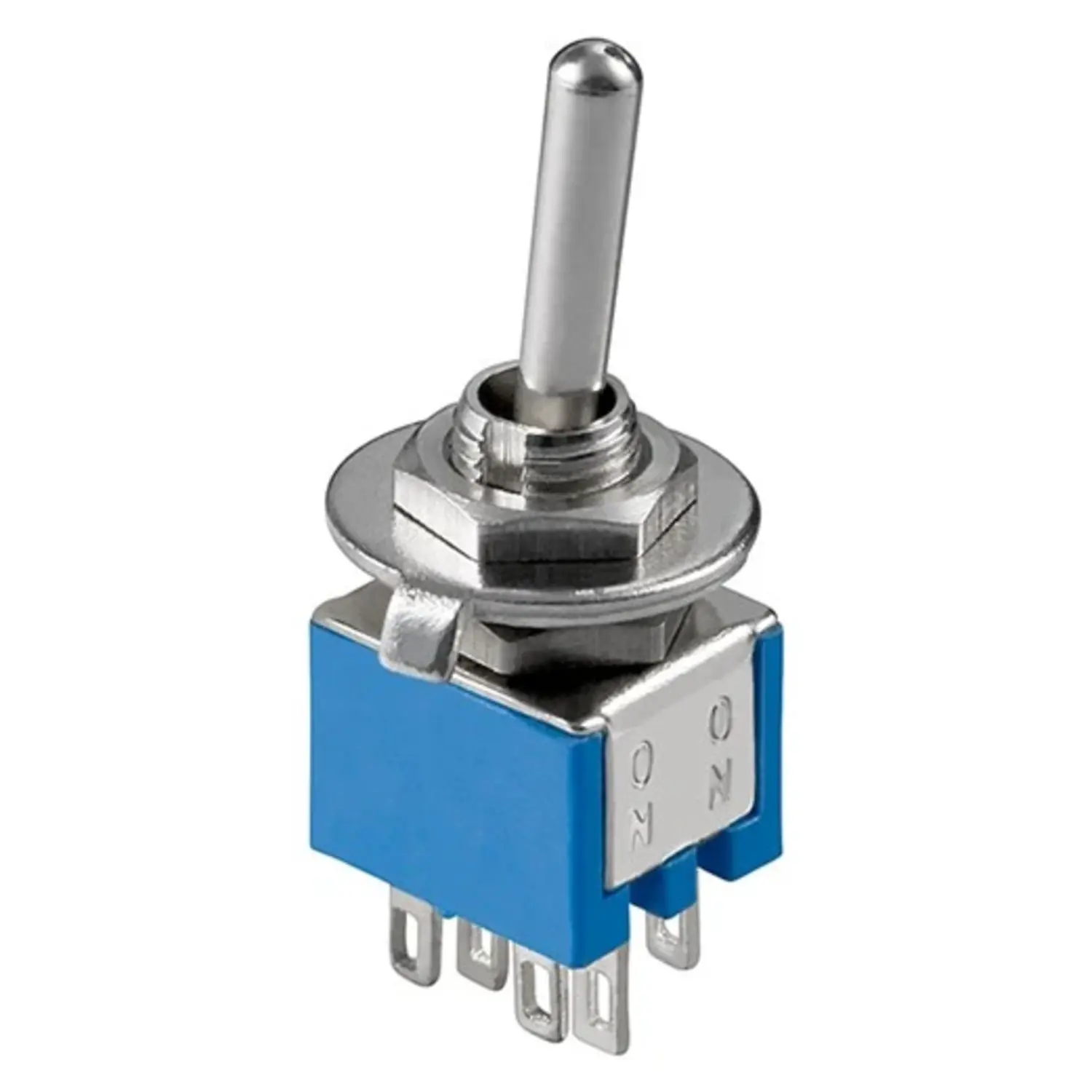 immagine del prodotto interruttore a levetta in miniatura 6 pin 2x um custodia blu