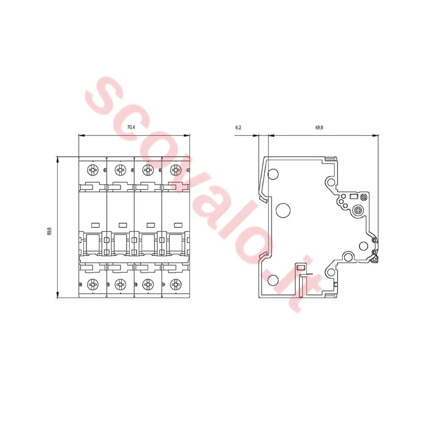 immagine interruttore magnetotermico 4p 16A 6k siemens da quadro 400v