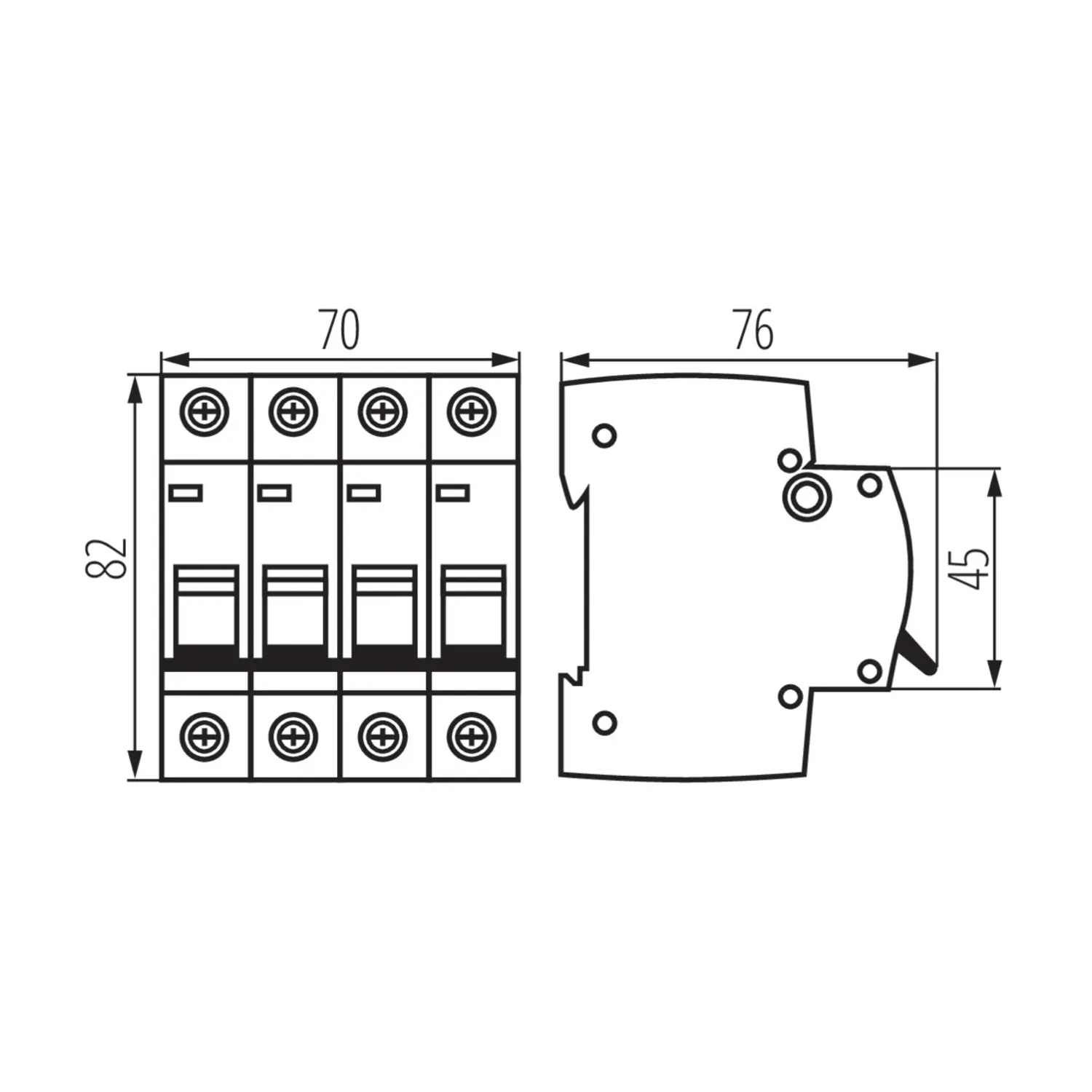 immagine interruttore magnetotermico 6ka 4p trifase 400v cortocircuito quadripolare 32a 4 moduli