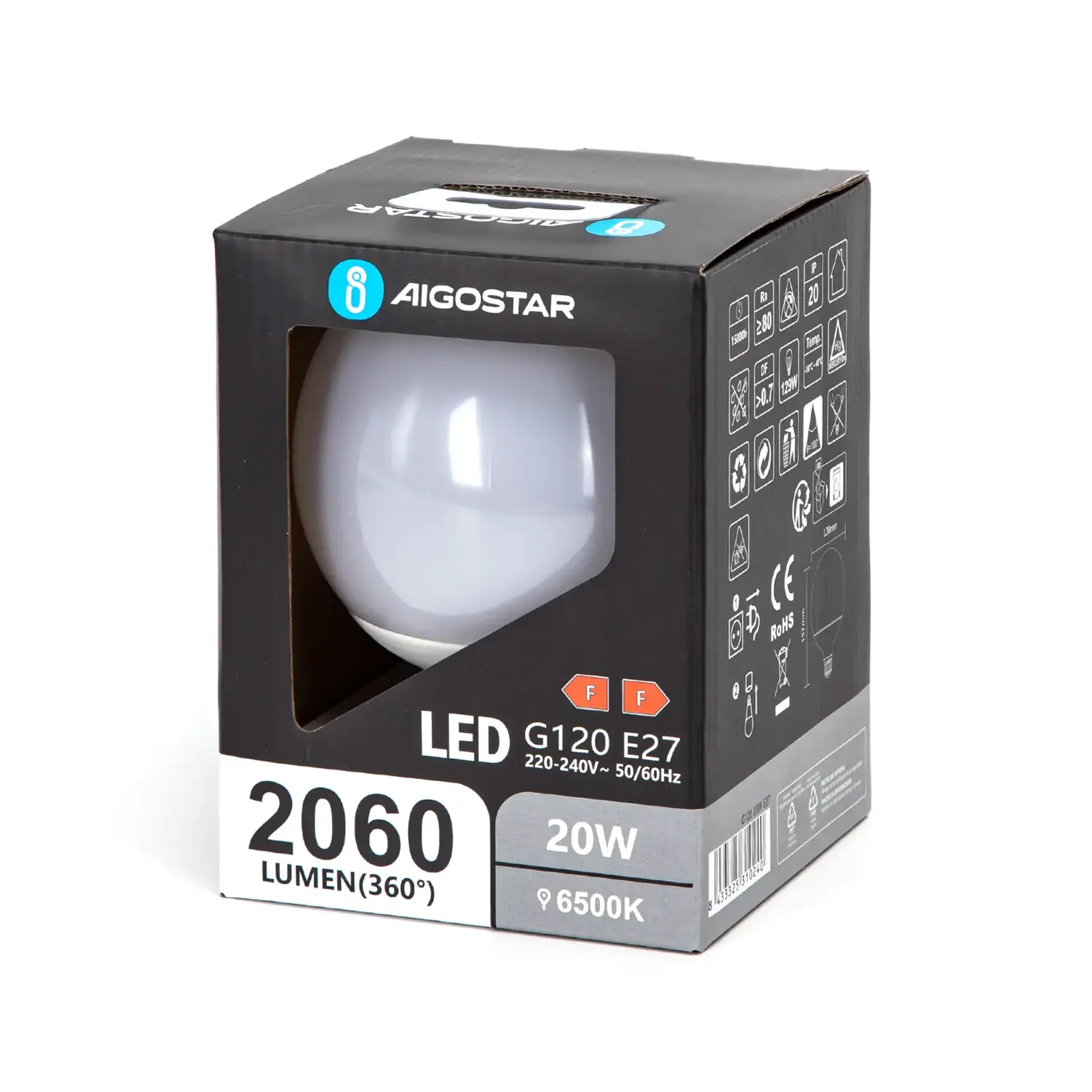 immagine del prodotto lampadina led globo lampadario A120 e27 20 watt bianco freddo