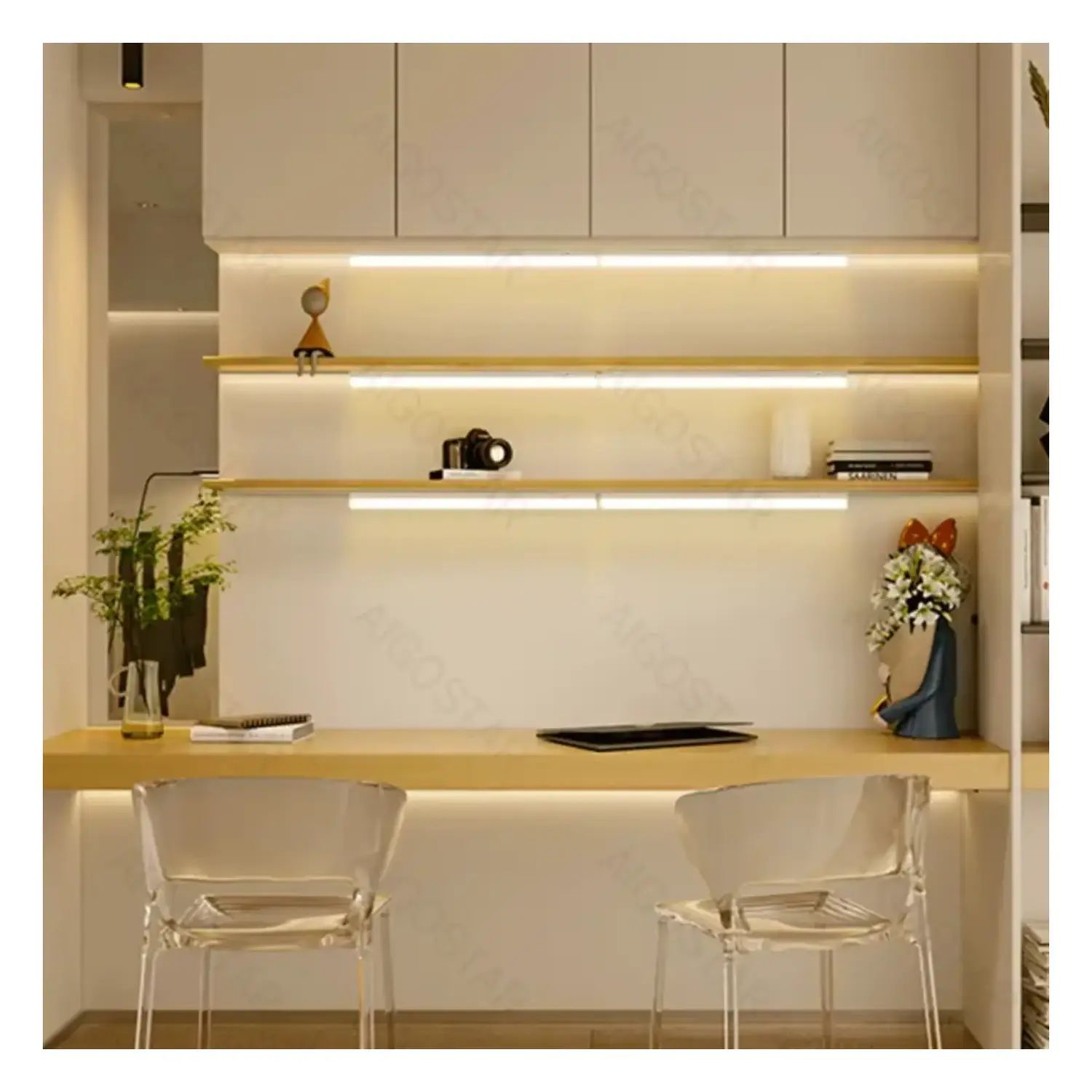 immagine reglette plafoniera lineare led t5 g5 sottopensile cucina 9 watt bianco freddo 60 cm