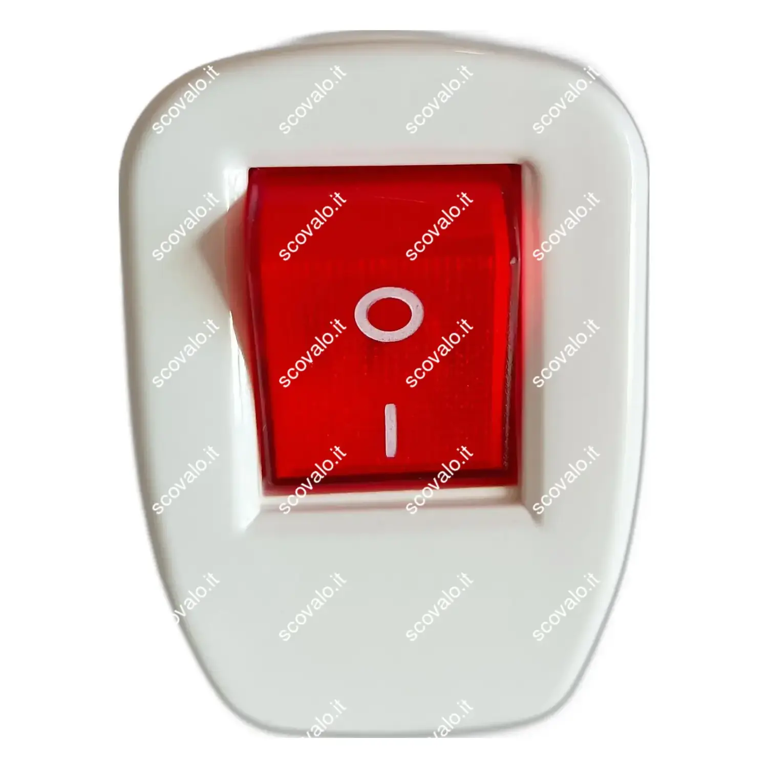 immagine spina schuko elettrica con interruttore 0-1 bipolare rosso on-off 16A 250volt bianco