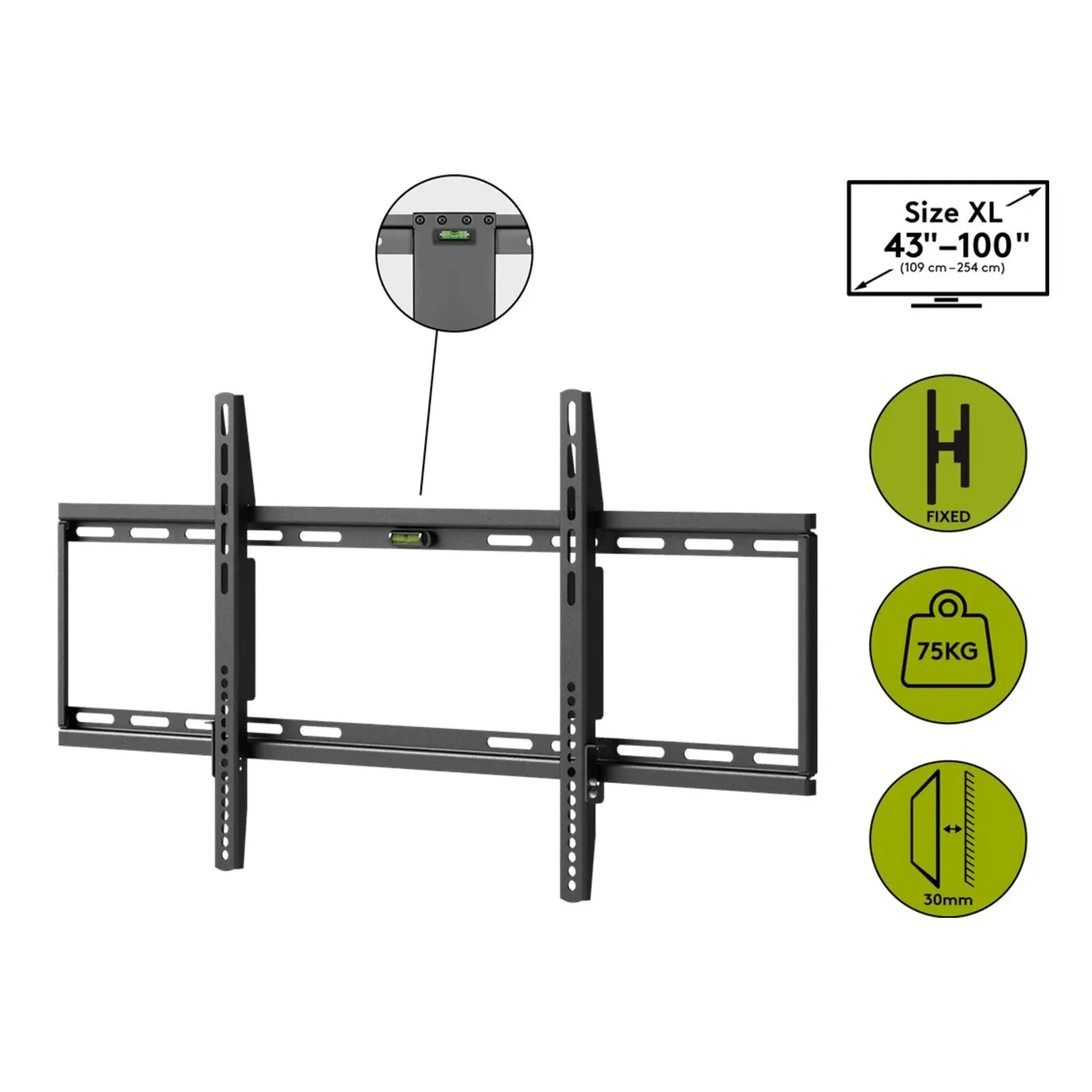 immagine supporto tv a parete Basic FIXED (XL) per televisori da 43 a 100 pollici 